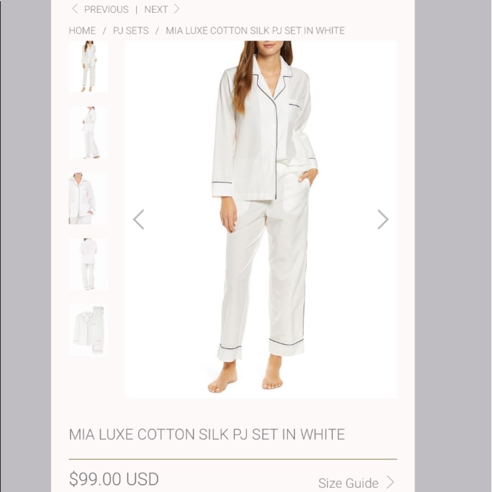 Papinelle Vintage pajama Set Top Pant Cream White - Picture 9 of 10